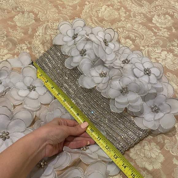 Jovani white strapless flowers dress with crystals. Brand new sz 4. Over $799 Prom